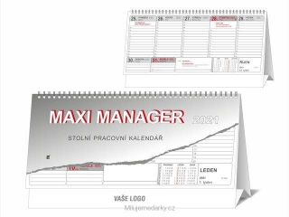 MAXI MANAGER 2025 šedý stolní kalendář, 32x17,5 cm, 50 ks