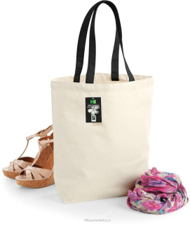 Fairtrade bavlněná nákupní taška extra pevná přírodní s černými držadly