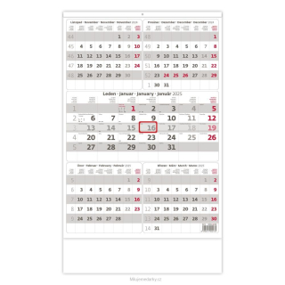 Nástěnný kalendář 2025 - Pětiměsíční šedý