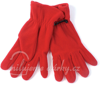 Dámské červené fleecové rukavice